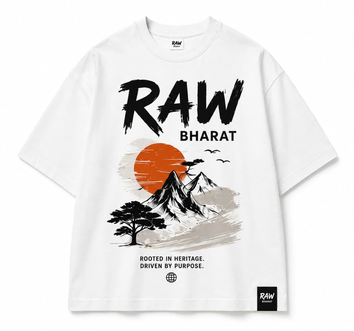 Mens White Raw Bharat Tshirt — view 1