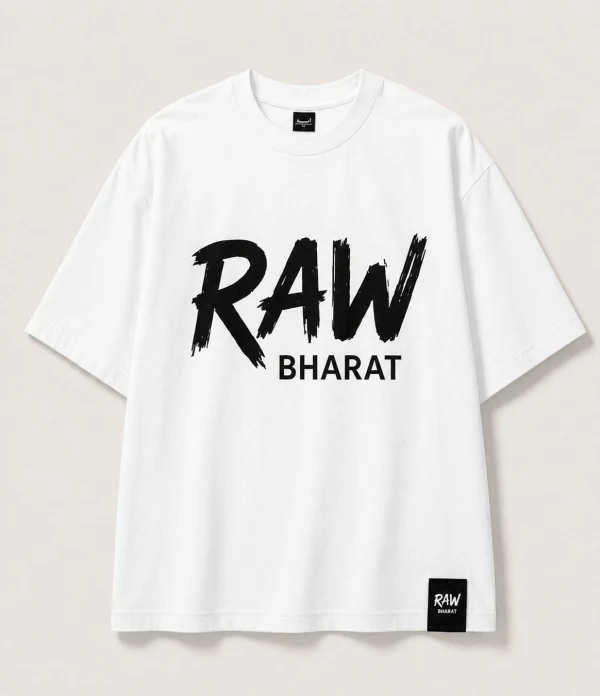 High quality Raw Bharat white tshirt with RAW bharat print